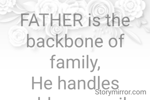 FATHER is the backbone of family,
He handles problems easily.
