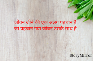जीवन जीने की एक अलग पहचान है
जो पहचान गया जीवन उसके साथ है
