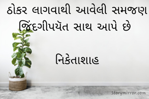 ઠોકર લાગવાથી આવેલી સમજણ  જિંદગીપયૅત સાથ આપે છે 

નિકેતાશાહ