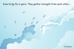 Even birds fly in pairs. They gather strength from each other....