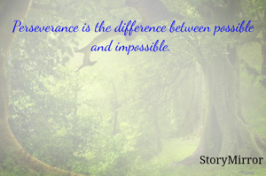 Perseverance is the difference between possible and impossible. 