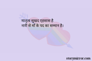 मातृत्व सुखद एहसास है 
नारी से माँ के पद का सम्मान है।