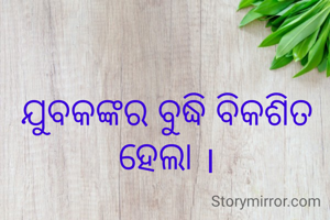 ଯୁବକଙ୍କର ବୁଦ୍ଧି ବିକଶିତ ହେଲା ।