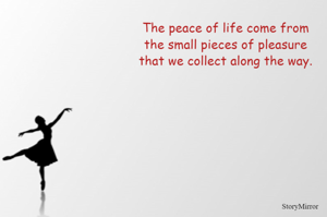 The peace of life come from 
the small pieces of pleasure 
that we collect along the way. 
