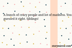 A bunch of crazy people and lot of madness. You guessed it right. Siblings!