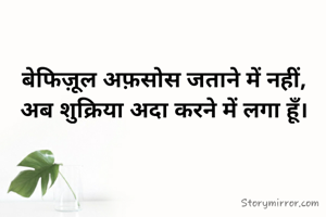 बेफिज़ूल अफ़सोस जताने में नहीं,
अब शुक्रिया अदा करने में लगा हूँ।