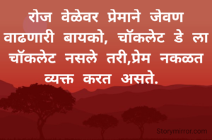 रोज वेळेवर प्रेमाने जेवण वाढणारी बायको, चाॅकलेट डे ला
चाॅकलेट नसले तरी,प्रेम नकळत व्यक्त करत असते. 