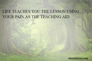 LIFE TEACHES YOU THE LESSON USING YOUR PAIN AS THE TEACHING AID 
