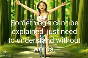 Something's can't be explained ,just need to understand without words.