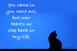 You came in
you went out,
but now
there's no
step back in
my life.

