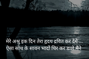 मेरे अश्रु इक दिन तेरा हृदय द्रवित कर देंगे ...
ऐसा सोच के सावन भादों चिर कर डाले मैंने 