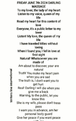 Friday June 7th 2024 Darling Message