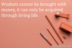 Wisdom cannot be brought with money, it can only be acquired through living life.