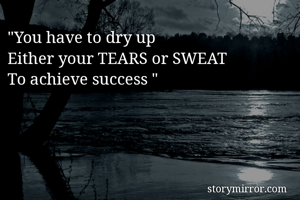 "You have to dry up 
Either your TEARS or SWEAT 
To achieve success "
