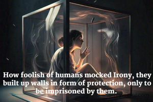 How foolish of humans mocked Irony, they built up walls in form of protection, only to be imprisoned by them. 