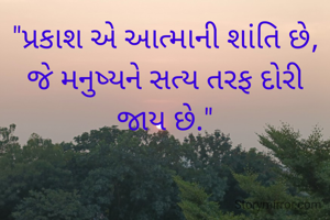 "પ્રકાશ એ આત્માની શાંતિ છે, જે મનુષ્યને સત્ય તરફ દોરી જાય છે."
