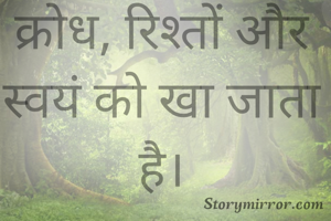 क्रोध, रिश्तों और स्वयं को खा जाता है।