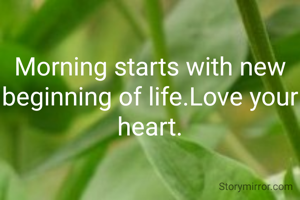Morning starts with new beginning of life.Love your heart.