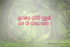 ଭ୍ରମଣର ପ୍ରତିଟି ମୁହୂର୍ତ୍ତ
 ମୋ ଗାଁ ପଥର ସାଥୀ ।