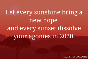 Let every sunshine bring a new hope 
and every sunset dissolve your agonies in 2020.