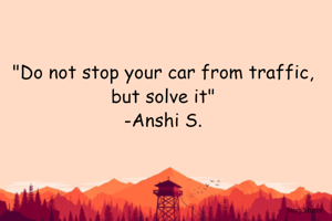 "Do not stop your car from traffic, but solve it"
-Anshi S.