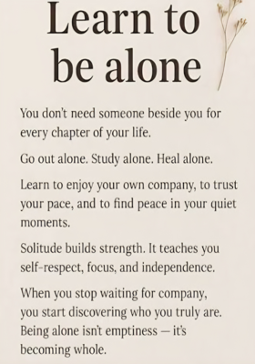 Learning To Be Good With Being Alone Part 1
