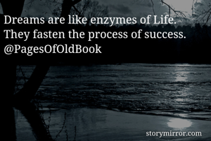 Dreams are like enzymes of Life. They fasten the process of success.
@PagesOfOldBook