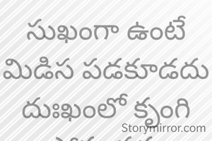 సుఖంగా ఉంటే మిడిస పడకూడదు దుఃఖంలో కృంగి పోకూడదు