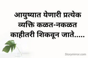 आयुष्यात येणारी प्रत्येक व्यक्ति कळत-नकळत काहीतरी शिकवून जाते.....