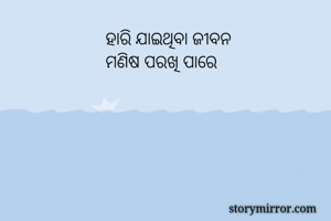 ହାରି ଯାଇଥିବା ଜୀବନ 
ମଣିଷ ପରଖି ପାରେ