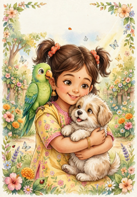 "Nanhi Pari, Tota Mithu aur Puppy Bruno ki Dosti" 