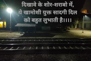 दिखावे के शोर-शराबो में,
ये खामोशी युक्त सादगी दिल
को बहुत लुभाती है।।।।