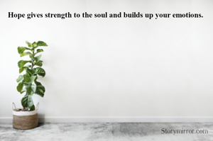 Hope gives strength to the soul and builds up your emotions. 