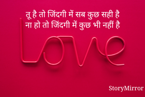 तू है तो जिंदगी में सब कुछ सही है
ना हो तो जिंदगी में कुछ भी नहीं है
