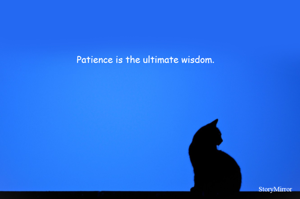 Patience is the ultimate wisdom.
