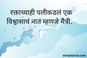 रक्ताच्याही पलीकडलं एक विश्वासाचं नातं म्हणजे मैत्री.
