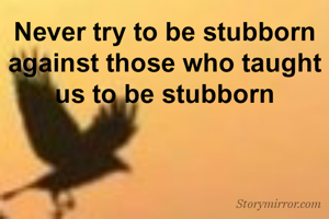 Never try to be stubborn against those who taught us to be stubborn