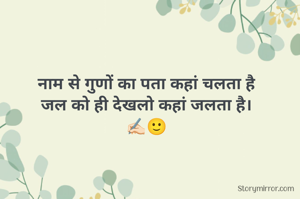 नाम से गुणों का पता कहां चलता है
जल को ही देखलो कहां जलता है।
✍🏻🙂