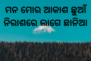 ମନ ମୋର ଆକାଶ ଛୁଆଁ ନିରାଶରେ ଲାଗେ ଛାନିଆ