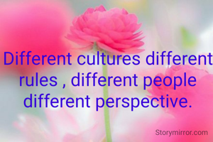 Different cultures different rules , different people different perspective.