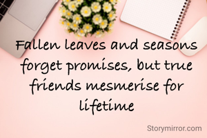 Fallen leaves and seasons forget promises, but true friends mesmerise for lifetime