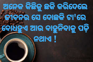 ଅନେକ କିଛିକୁ ଛକି କରିଦେଲେ ଜୀବନର ସେ ଦୋଛକି ଟା'ରେ ବୋଧହୁଏ ଆଉ ବାହୁନିବାକୁ ପଡ଼ି ନଥାଏ !