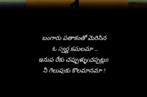 బంగారు పతాకంతో మెరిసిన

 ఓ స్వర్ణ కమలమా ...

ఇనుప రేకు చప్పుళ్ళు(చప్పట్లు) 

నీ గెలుపుకు కొలమానమా ?