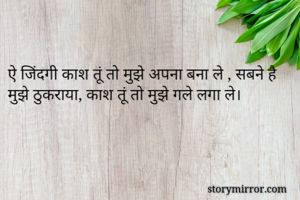 ऐ जिंदगी काश तूं...