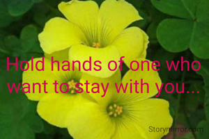 Hold hands of one who want to stay with you...