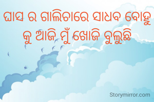 ଘାସ ର ଗାଲିଚାରେ ସାଧବ ବୋହୁ କୁ ଆଜି ମୁଁ ଖୋଜି ବୁଲୁଛି