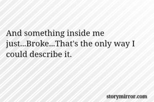And something inside me just...Broke...That's the only way I could describe it.