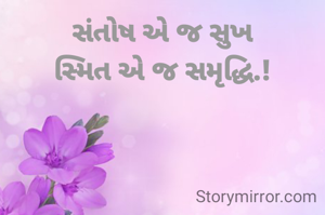 સંતોષ એ જ સુખ
સ્મિત એ જ સમૃદ્ધિ.!