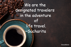 We are the designated travelers in the adventure of life travel.
~Sucharita