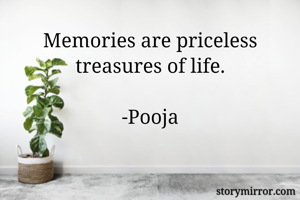 Memories are priceless treasures of life.

-Pooja